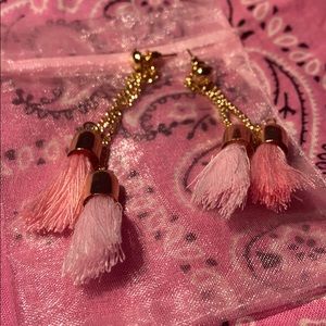 SUPER CUTE PINK AND GOLF DANGLING EARRINGS
